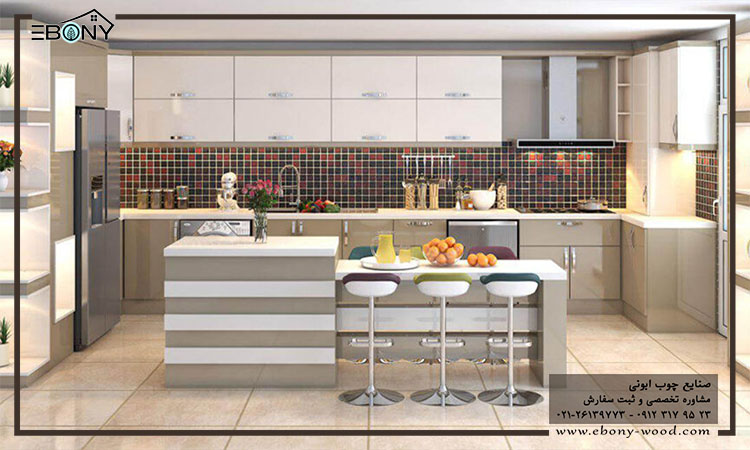 کابینت های آشپزخانه سبک مدرن سفید
خاکستری